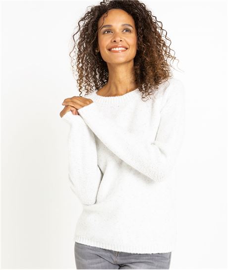 Pull femme blanc uni avec noeud BLANC