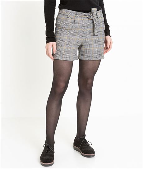 Short femme à carreaux GRIS