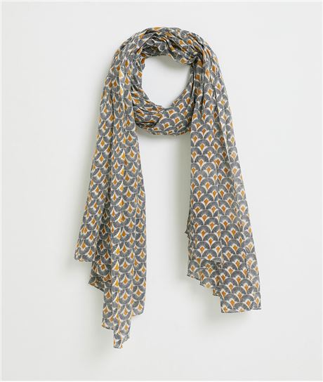 Foulard femme imprimé graphique NOIR