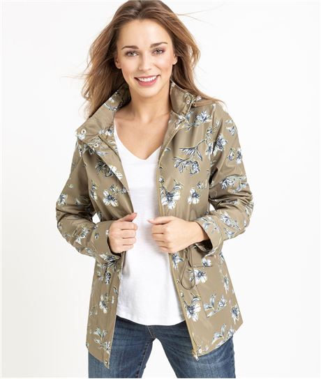 Parka femme imprimé fleurs KAKI