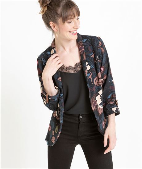 Veste tailleur femme imprimée BLEU