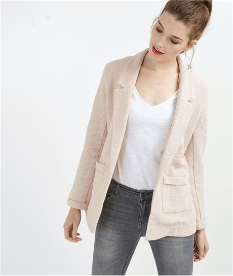 Veste tailleur femme en maille ROSE