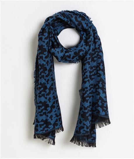 Foulard motif panthère bleu BLEU