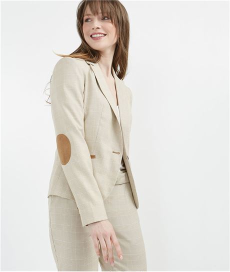 Veste tailleur femme avec coudières BEIGE