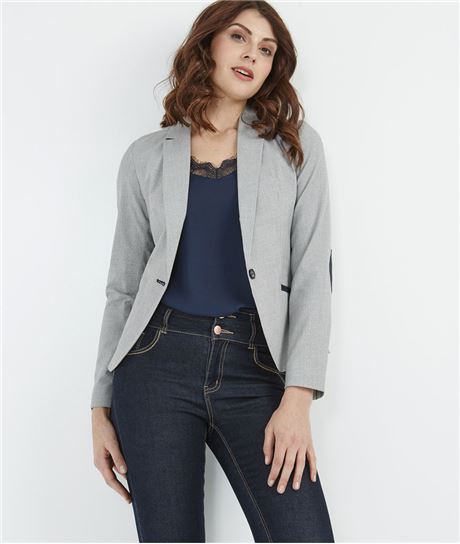 Veste tailleur femme avec coudières GRIS