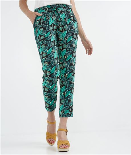 Pantalon femme fluide taille élastiquée MULTICOLORE