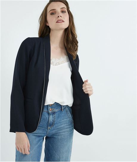 Veste blazer femme uni fluide MARINE