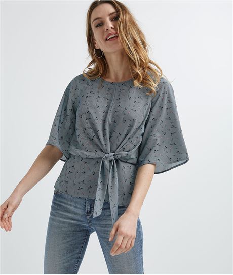 Blouse femme imprimée avec noeud IMPRIME