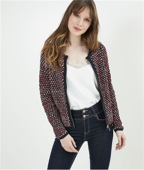Gilet femme coloré avec zip ROUGE