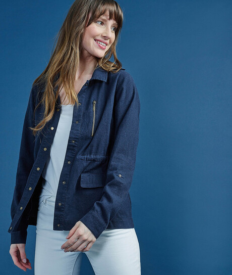 Saharienne femme mélange lin MARINE