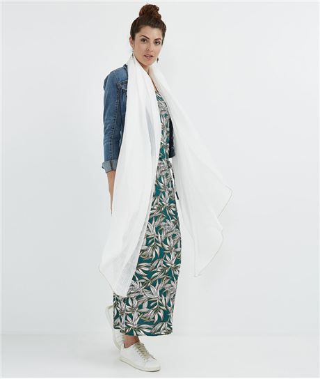 Foulard femme uni long et plissé BLANC