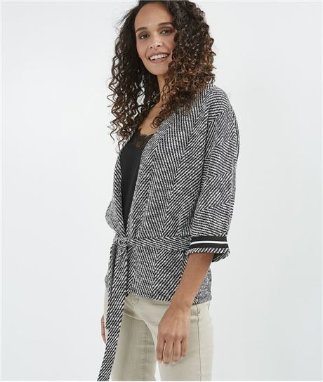Gilet kimono femme en jacquard MARINE