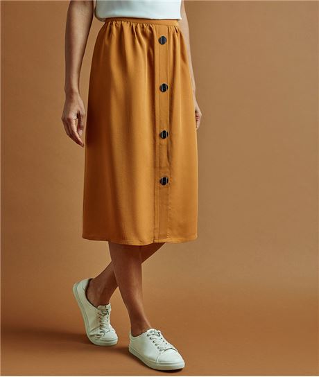 Jupe femme mi-longue boutonnée CURRY