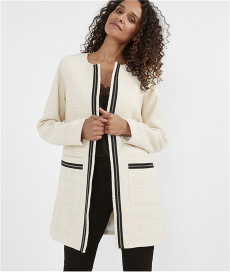 Manteau femme habillé noir et blanc ECRU
