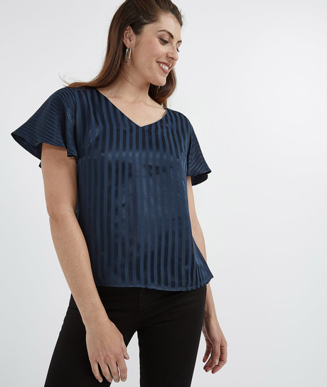 Blouse femme fluide effet soyeux MARINE