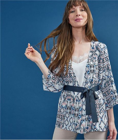 Kimono femme imprimé BLEU