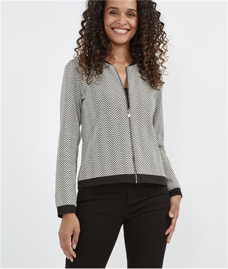 Gilet femme forme bomber fantaisie ECRU