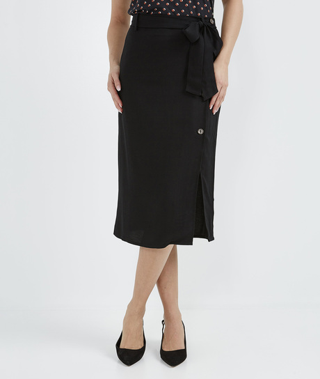 Jupe femme fluide boutonnée noire NOIR