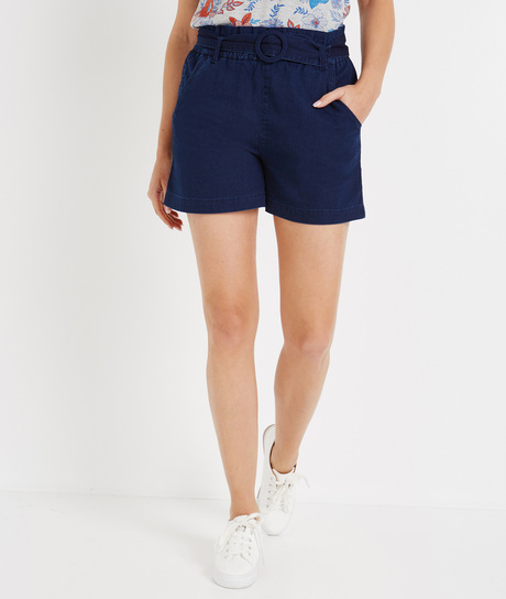 Short paperbag en jean avec ceinture BLEU