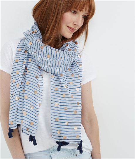 Foulard rayé à pois BLANC
