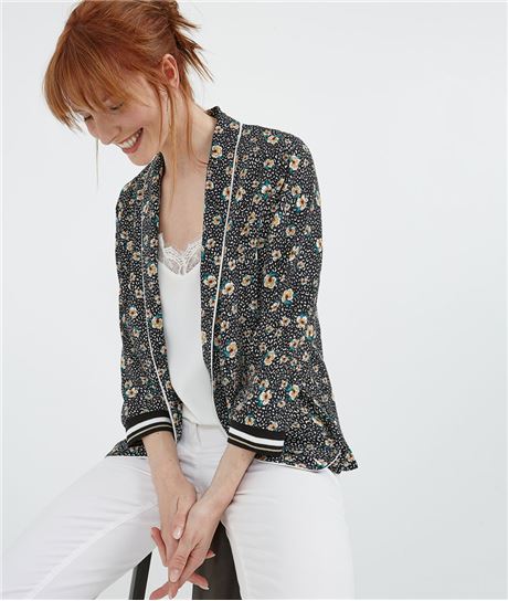 Veste de tailleur imprimé fleuri NOIR