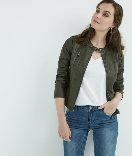 Veste simili cuir KAKI