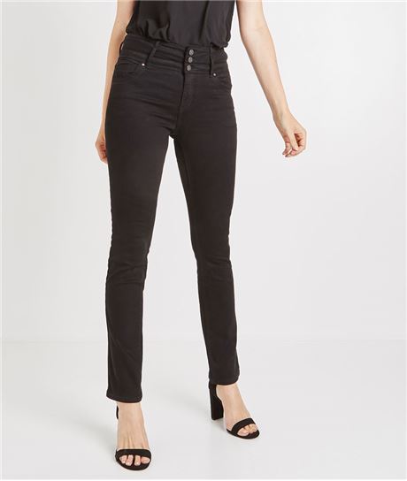 Jean droit taille haute BLACK