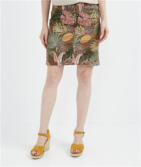 Jupe en coton imprimé tropical IMPRIME