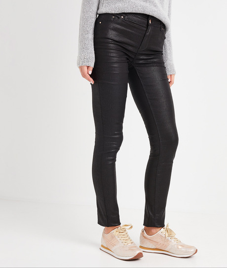 Pantalon slim taille haute enduit femme MULTICOLORE