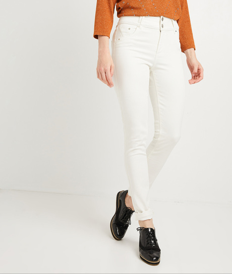 Slim taille haute uni de couleur ECRU
