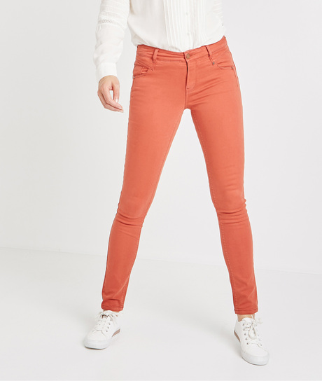 Pantalon slim push up de couleur PAPRIKA
