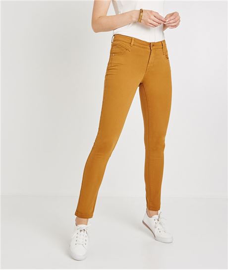 Pantalon slim push up de couleur CURRY