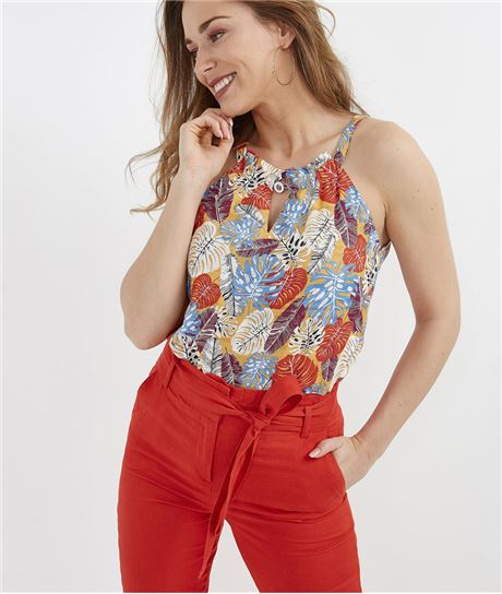 Top femme imprimé sans manches MULTICOLORE