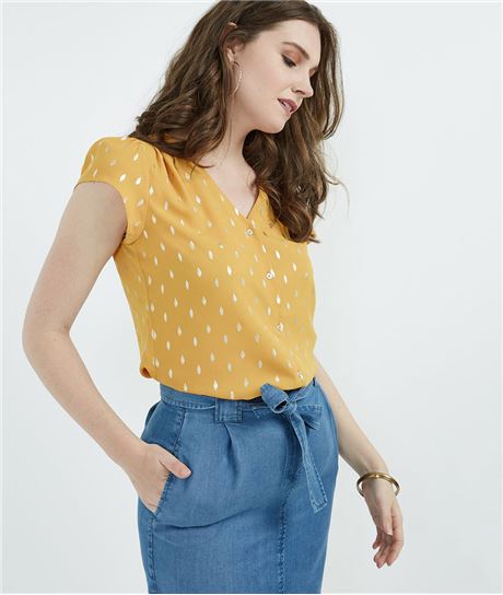 Blouse manches courtes et boutons SAFRAN