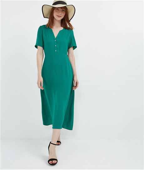 Robe longue unie fluide VERT