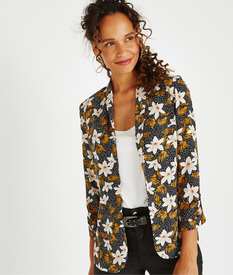 Veste de tailleur fluide et imprimée NOIR