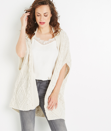 Gilet poncho torsadé ECRU
