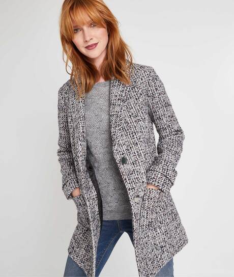 Manteau structuré gris avec laine MULTICOLORE