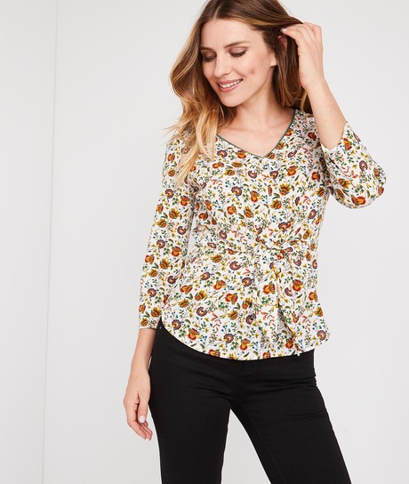 Blouse fleurie avec noeud IMPRIME