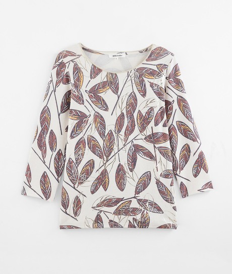 T-shirt imprimé feuilles femme BEIGE