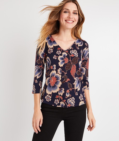 T-shirt imprimé floral MARINE