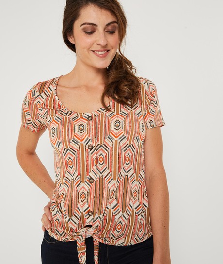 Blouse colorée avec col montant CORAIL
