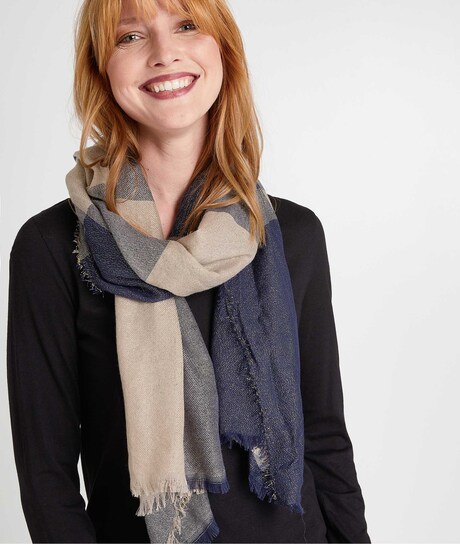 Foulard à carreaux femme MARINE