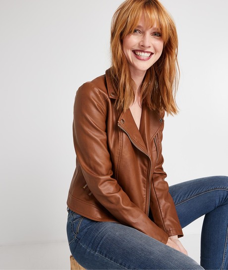 Perfecto simili cuir femme CAMEL