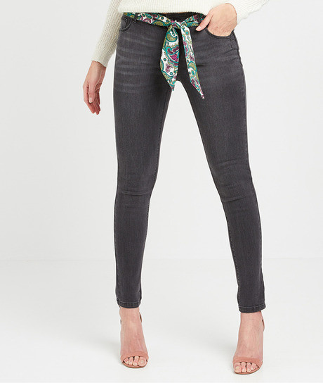 Jean slim avec ceinture femme DARK GREY