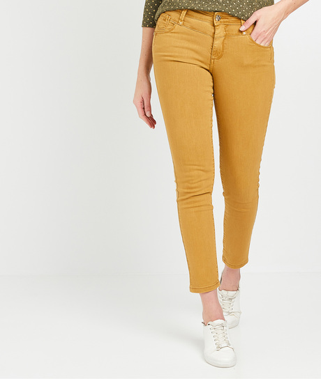 Jean raccourci de couleur femme CURRY