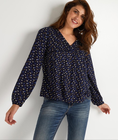 Blouse marine imprimée femme IMPRIME