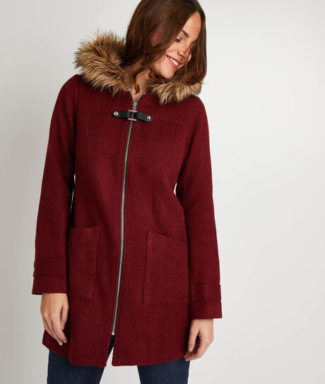 Manteau à capuche bordeaux femme BORDEAUX