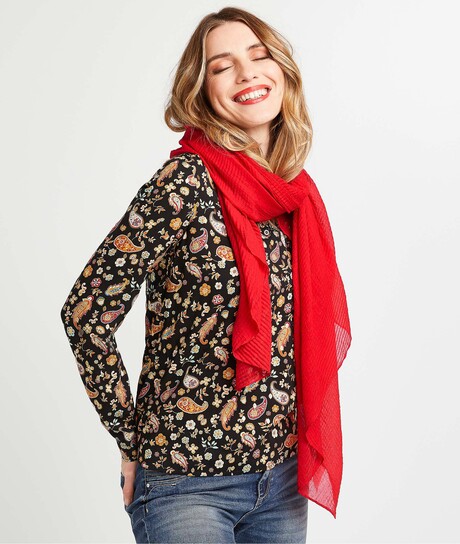 Etole plissée à paillettes femme ROUGE