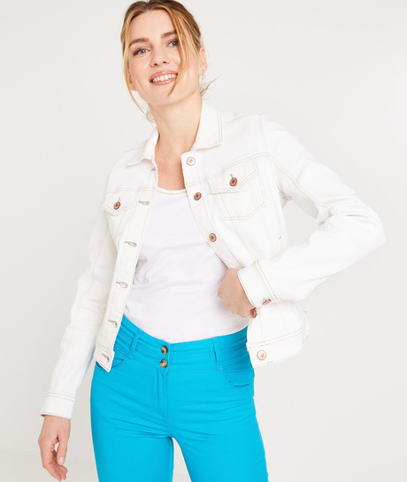 Veste en jean colorée femme BLANC CASSE
